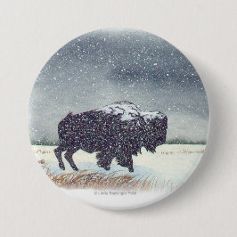 Bóton Redondo 7.62cm Pintura do bisonte de Snowdusted