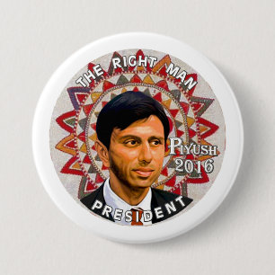Bóton Redondo 7.62cm Piyush "Bobby" Jindal para o presidente 2016