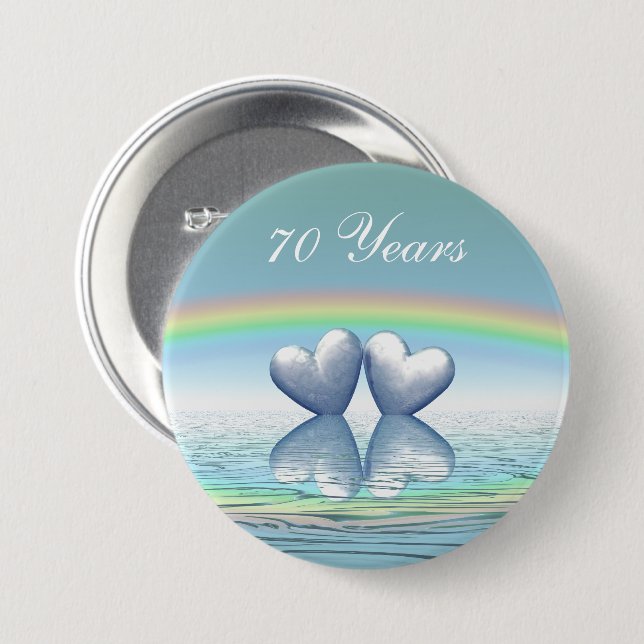 Bóton Redondo 7.62cm Platinum Hearts do 70 (Frente & Verso)