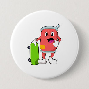 Bóton Redondo 7.62cm Pode como skater com skate