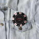 Bóton Redondo 7.62cm Poker Night Bachelor Party Las Vegas Casino<br><div class="desc">Torne a sua Festa de Bachelor Noturno de Poker ainda mais especial com estes Botões Casinos personalizados de Las Vegas. Estes botões apresentam um clássico design de casino com chips de pôquer, cartas de jogar e o icônico horizonte de Las Vegas. O centro do botão pode ser personalizado com o...</div>