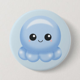 Bóton Redondo 7.62cm Polvo do azul dos desenhos animados de Kawaii