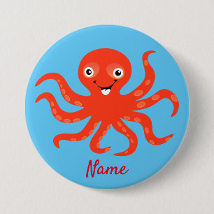 Bóton Redondo 7.62cm Polvo Trovão de Octopus Cortado Vermelho Sorrente