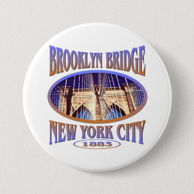 Bóton Redondo 7.62cm Ponte de Brooklyn New York (Frente)