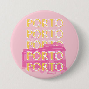Bóton Redondo 7.62cm Porto Viagem Art, Portugal, Rosa, Pritor