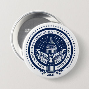 Bóton Redondo 7.62cm posse do logotipo inaugural do presidente Biden Ha