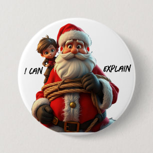 Bóton Redondo 7.62cm Posso Explicar, Cartoon Papai Noel E Little Boy