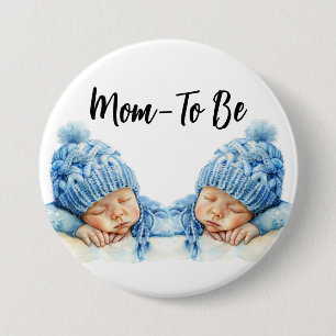 Bóton Redondo 7.62cm Precioso Twin Baby Boys em Blue Hats A Mãe A Ser M