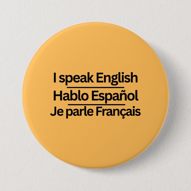 Bóton Redondo 7.62cm Prendedores de Linguagem "Eu Falo" Trilíngues (Frente)