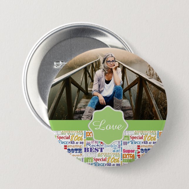 Bóton Redondo 7.62cm Presentes De Festa de aniversário De 80 Especial E (Frente & Verso)