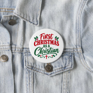 Bóton Redondo 7.62cm PRIMEIRO NATAL Novo Crente Cristão