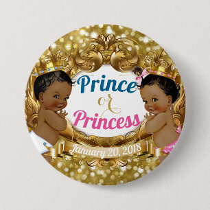 Bóton Redondo 7.62cm Príncipe ou princesa africana Género Revelação