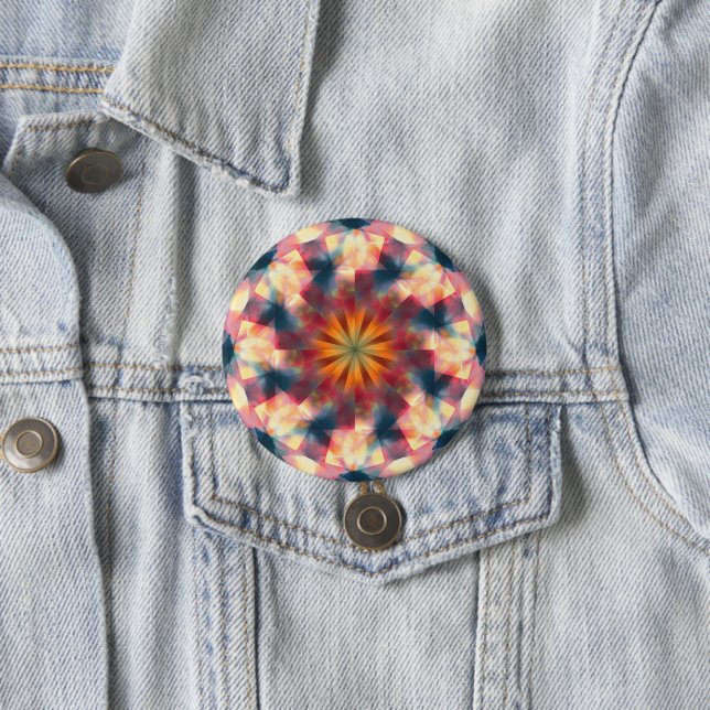 Bóton Redondo 7.62cm Prismático Caleidoscópico Psicodélico Mandala (In Situ)