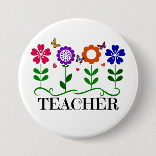 Bóton Redondo 7.62cm Professores, Corações e Flores e Borboletas Boni