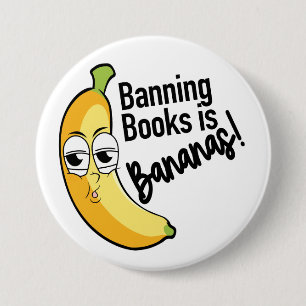 Bóton Redondo 7.62cm Proibição de Livros Bananas