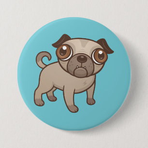 Bóton Redondo 7.62cm Pug Puppy Cartoon