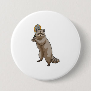 Bóton Redondo 7.62cm Racoon em Tênis com raquete Tênis