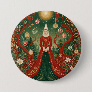 Bóton Redondo 7.62cm Rainha Elfa da Floresta Enluarada de Natal