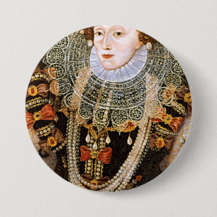 Bóton Redondo 7.62cm Rainha Elizabeth I