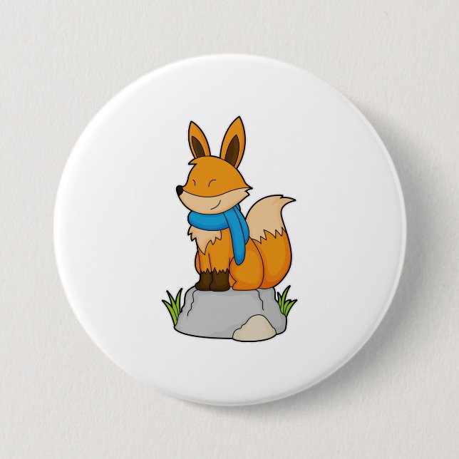 Bóton Redondo 7.62cm Raposa com Scarf no Rock (Frente)