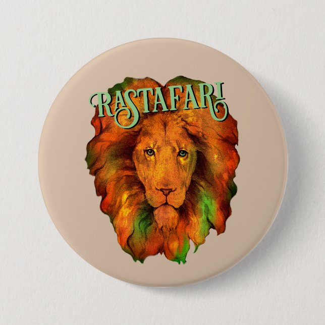 Bóton Redondo 7.62cm Rastafari (Leão Reggae Rastafariano) (Frente)