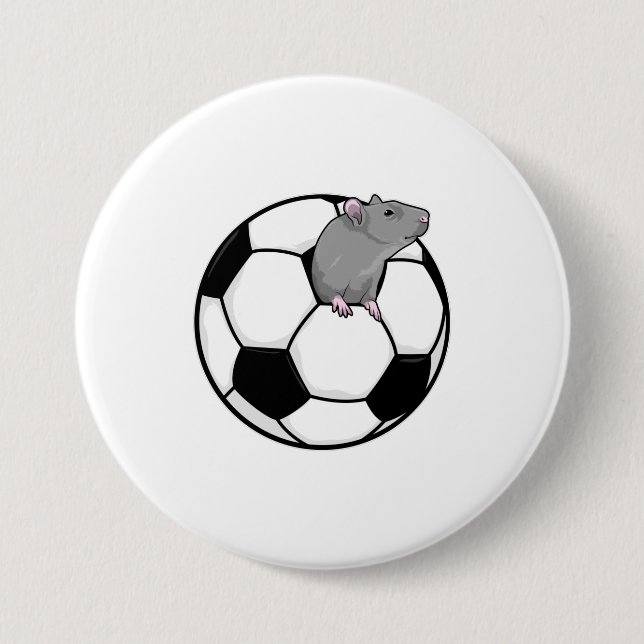 Bóton Redondo 7.62cm Rato com bola de futebol (Frente)