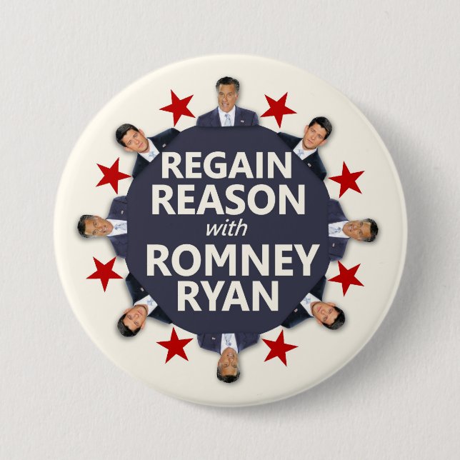Bóton Redondo 7.62cm Razão do Regain com Romney Ryan (Frente)