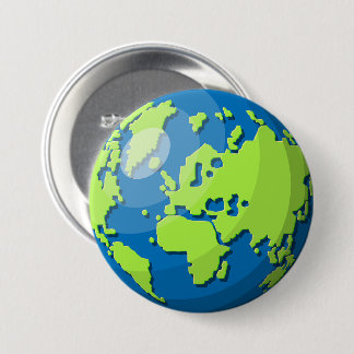 Bóton Redondo 7.62cm Realistic 3D Globe Design Earth Planet Art