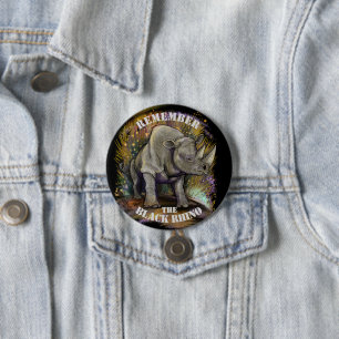 Bóton Redondo 7.62cm Recorde o rinoceronte preto