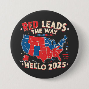 Bóton Redondo 7.62cm Red Lidera o Caminho Alô - Trump de Inauguração 20