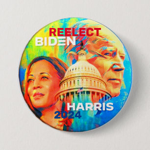 Bóton Redondo 7.62cm Reeleger Biden Harris 2024
