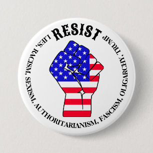 Bóton Redondo 7.62cm Resiste ao fascismo, Oligarchy, Anti-Trump
