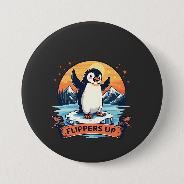 Bóton Redondo 7.62cm Resistir A Eu Ficar Com Pinguins Anti Trump (Frente)