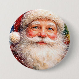 Bóton Redondo 7.62cm Retrato Alegre do Papai Noel de Natal