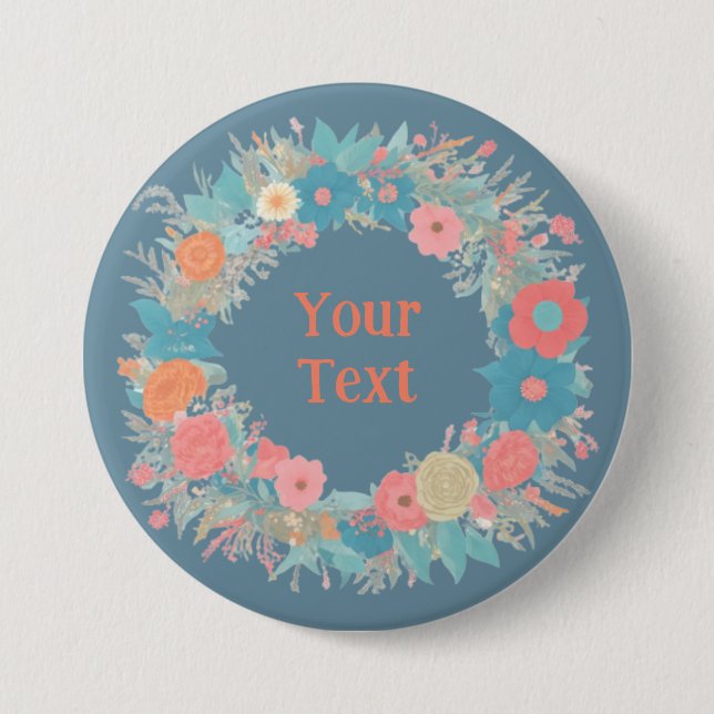 Bóton Redondo 7.62cm RG Laranja WIldflower Wreath Lapel Brooch (Frente)