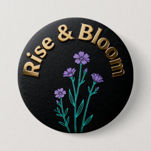 Bóton Redondo 7.62cm Rise & Bloom – Broche Floral Inspirador