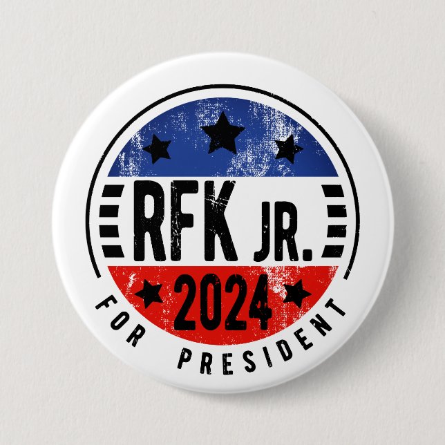 Bóton Redondo 7.62cm Robert Kennedy Jr. para o Presidente 2024 (Frente)