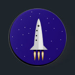 Bóton Redondo 7.62cm Rocket Science<br><div class="desc">Botão com ilustração vetorial plano do foguete que decola no espaço</div>