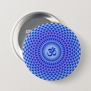 Bóton Redondo 7.62cm Roda de meditação de flor de Lotus roxa OM