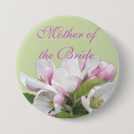 Bóton Redondo 7.62cm Rosa claro de flor de maçã mãe do casamento da noi