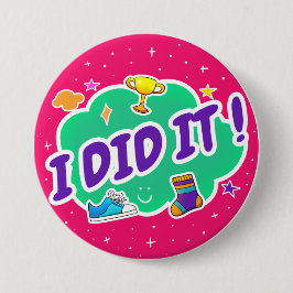 Bóton Redondo 7.62cm Rosa Eu Fiz Crachá De 3"