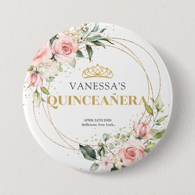 Bóton Redondo 7.62cm Rosa por dia, 15 (Frente)