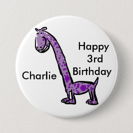 Bóton Redondo 7.62cm Roxo (conhecido) feliz do dinossauro dos desenhos