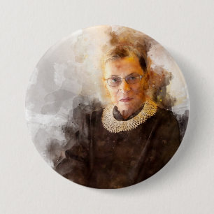 Bóton Redondo 7.62cm Ruth Bader Ginsburg com o Juiz Robe Portrait