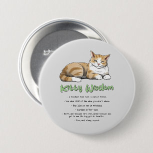 Bóton Redondo 7.62cm Sabedoria gatinho - Regras Engraçadas para Gatos c