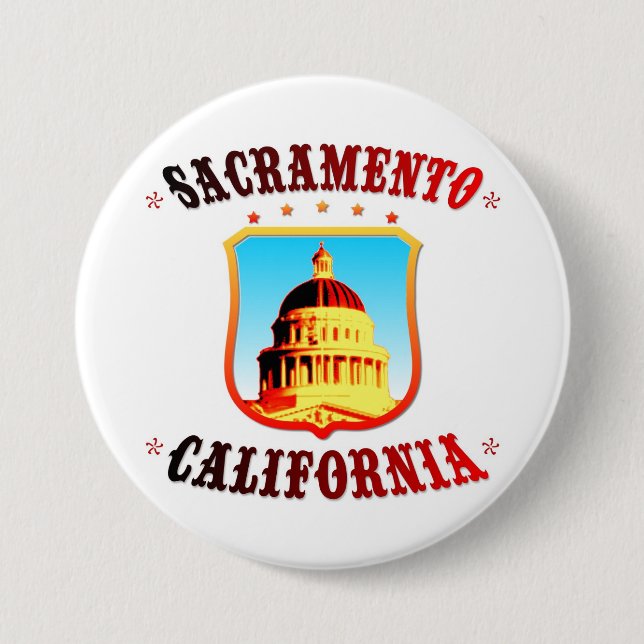 Bóton Redondo 7.62cm Sacramento Califórnia (Frente)