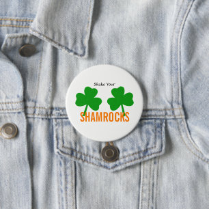 Bóton Redondo 7.62cm Sacuda Seu Shamrock Sorte de Festa Irlandesa