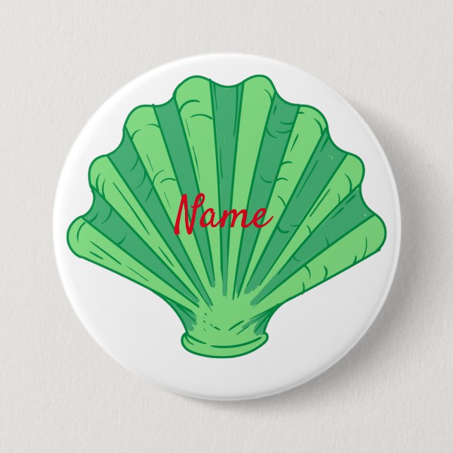 Bóton Redondo 7.62cm Sage Green Scallop Shell Thunder_Cove (Frente)