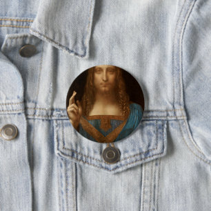 Bóton Redondo 7.62cm Salvator Mundi (por Leonardo da Vinci)