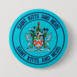 Bóton Redondo 7.62cm Santo Kitts e Nevis Round Emblem